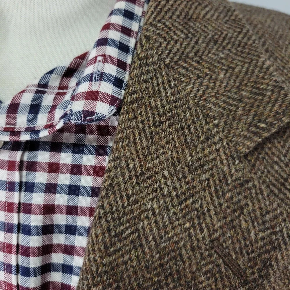 Christopher Hayes Men's Tweed Sport Coat Blazer Two Button Brown Herringbone 41L